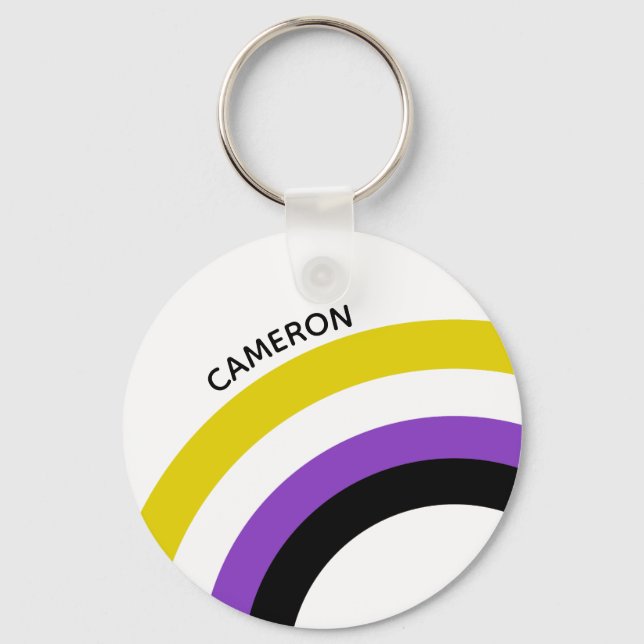 Non-Binary Rainbow Non Binary Flag Monogram Keychain (Front)