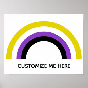 Non-Binary Rainbow Non Binary Pride Flag Custom Poster