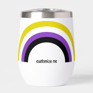 Non-Binary Rainbow Non Binary Pride Flag Thermal Wine Tumbler