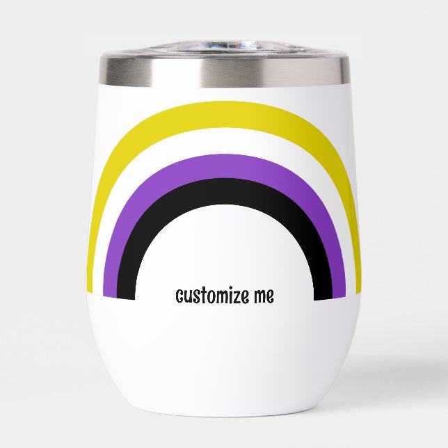 Non-Binary Rainbow Non Binary Pride Flag Thermal Wine Tumbler (Front)