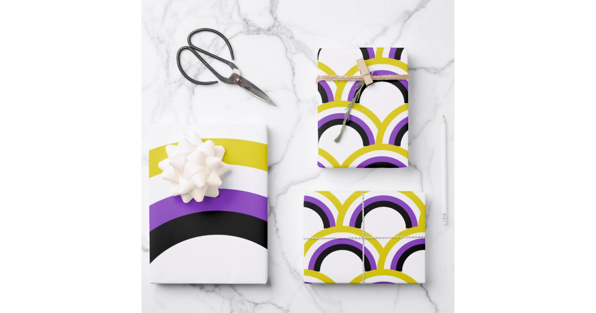 Non-Binary Rainbow Non Binary Pride Flag Wrapping Paper Sheets | Zazzle