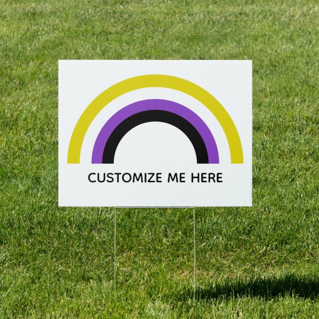 Non Binary Rainbow Pride Flag Custom Yard Sign (Insitu)