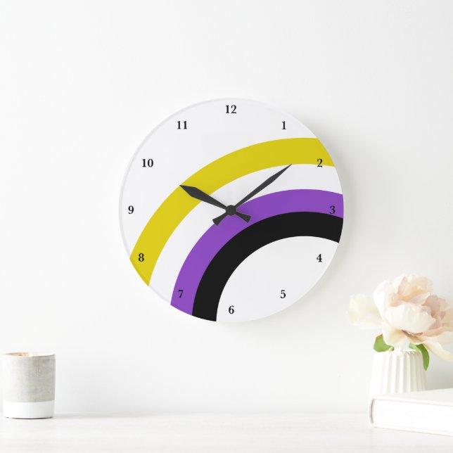 Non Binary Rainbow Pride Personalized Large Clock (Home)
