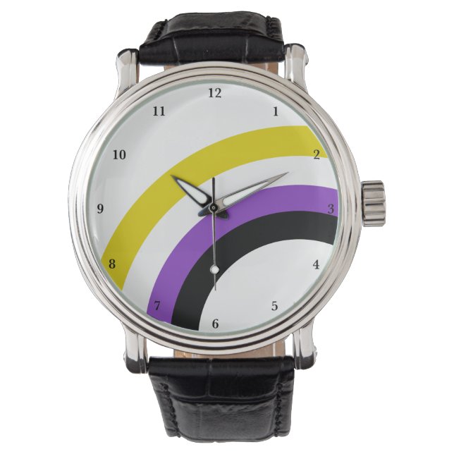 Non Binary Rainbow Pride Personalized Watch (Front)