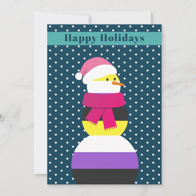 Non-binary snowman snowwoman christmas Card (Front)