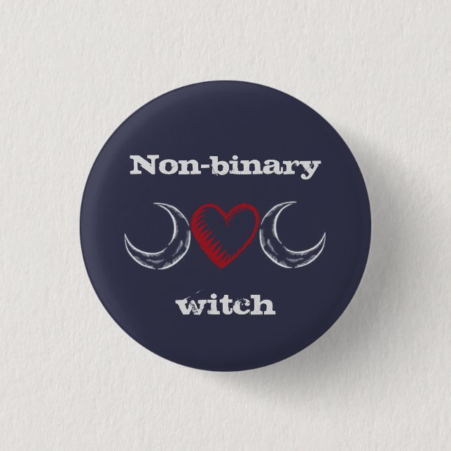 Non-binary witch badge / button (Front)