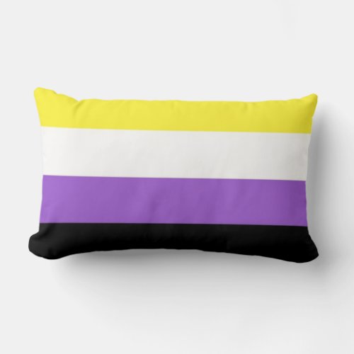 Non_binary Yellow White Purple Black Striped Lumbar Pillow