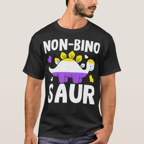 Non Bino Saur Dinosaur Aagender Non Binary  T_Shirt