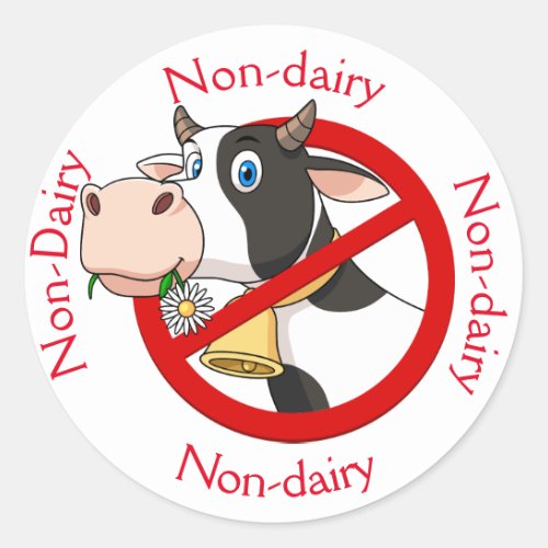 Non_dairy with Cow Round Sticker