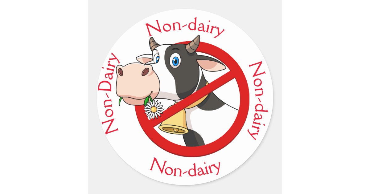 Non-dairy with Cow Round Sticker | Zazzle