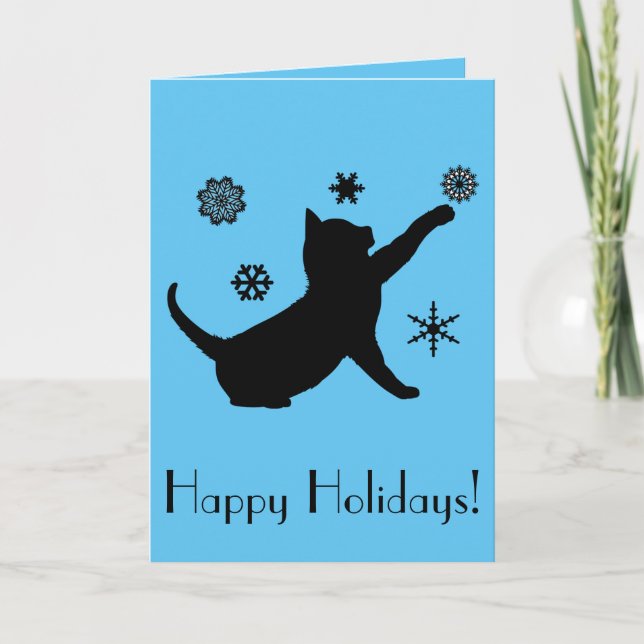 Non-Denominational Holiday Cat with Snowflakes (Front)