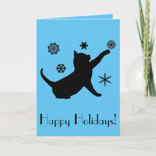 Non-Denominational Holiday Cat with Snowflakes Card