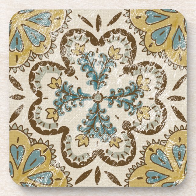 Non-Embellished Batik Square II Drink Coaster (Front)