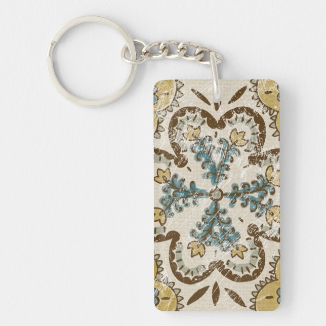 Non-Embellished Batik Square II Keychain (Front)