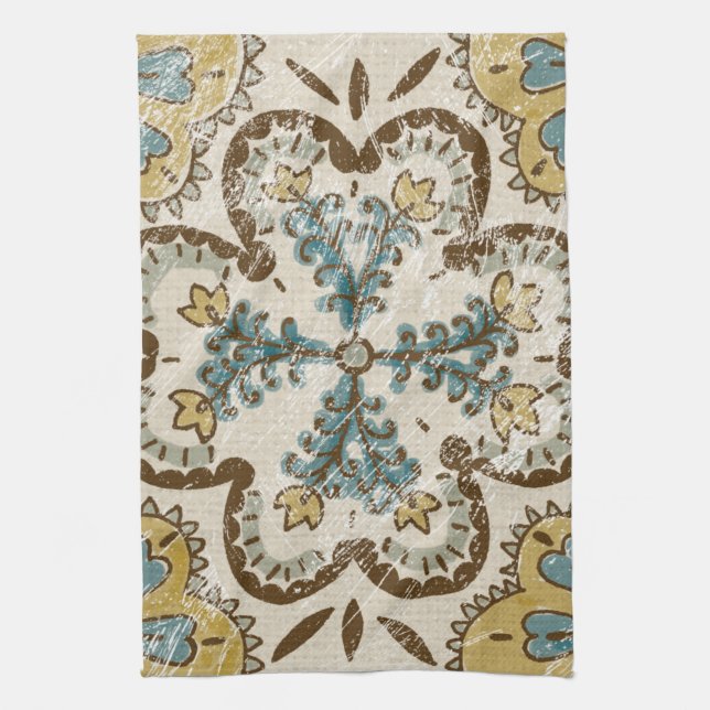 Non-Embellished Batik Square II Kitchen Towel (Vertical)