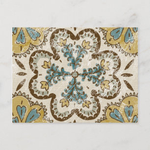 Non-Embellished Batik Square II Postcard