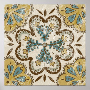 Non-Embellished Batik Square II Poster