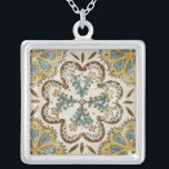 Non-Embellished Batik Square II Silver Plated Necklace<br><div class="desc">Home Décor</div>