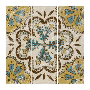 Non-Embellished Batik Square II Triptych