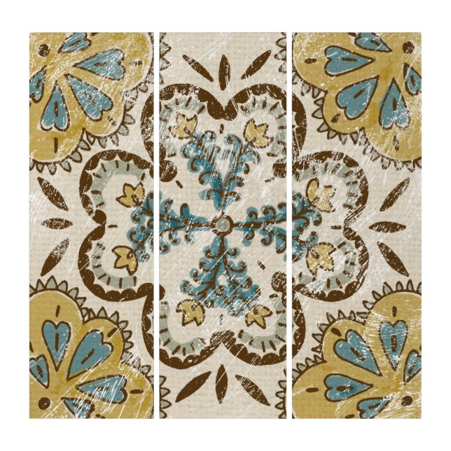 Non-Embellished Batik Square II Triptych (Front)
