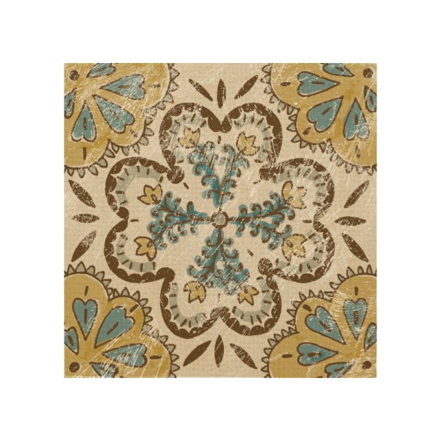 Non-Embellished Batik Square II Wood Wall Art (Front)