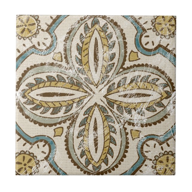 Non-Embellished Batik Square III Ceramic Tile (Front)