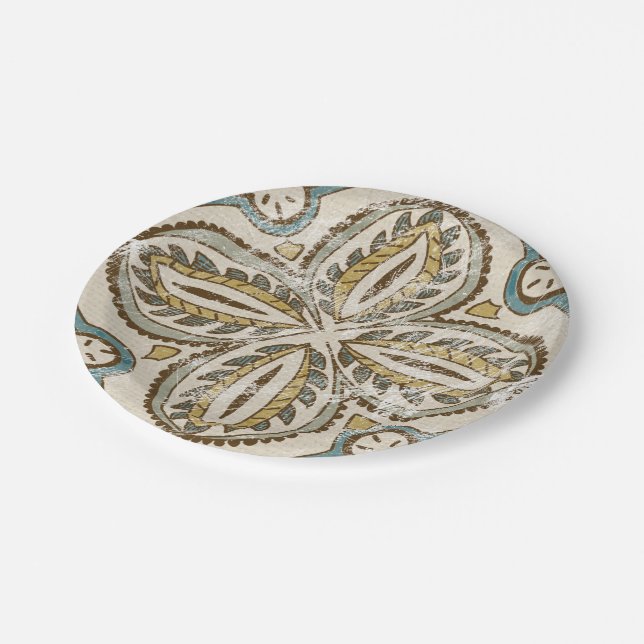 Non-Embellished Batik Square III Paper Plates (Angled)