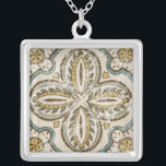 Non-Embellished Batik Square III Silver Plated Necklace<br><div class="desc">Home Décor</div>