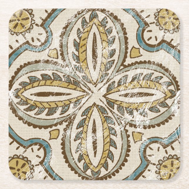 Non-Embellished Batik Square III Square Paper Coaster (Front)