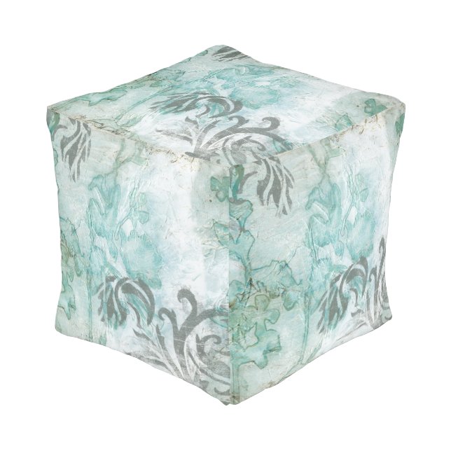 Non-Embellished Flower Spray III Pouf (Angled Front)