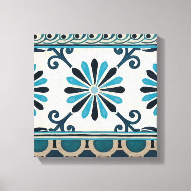 Non-Embellished Indigo Frieze II Canvas Print (Front)