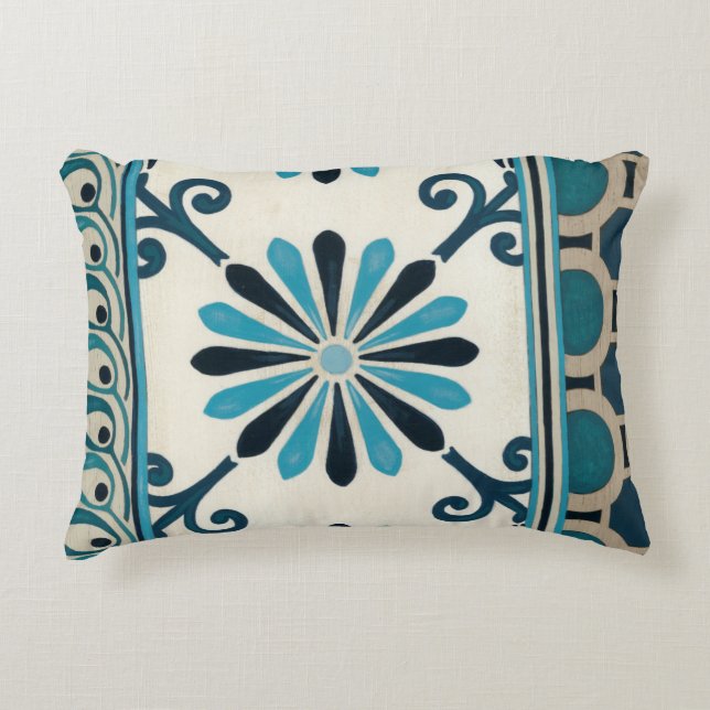Non-Embellished Indigo Frieze II Decorative Pillow (Front)