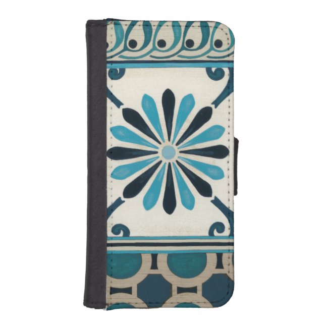 Non-Embellished Indigo Frieze II iPhone Wallet Case (Front)