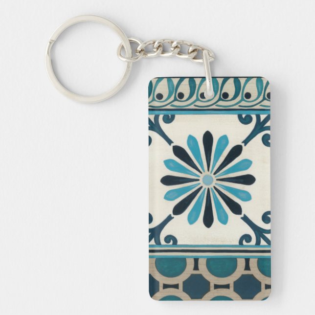 Non-Embellished Indigo Frieze II Keychain (Front)