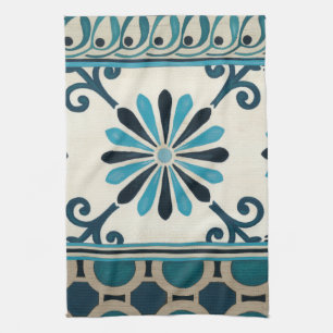 Non-Embellished Indigo Frieze II Kitchen Towel