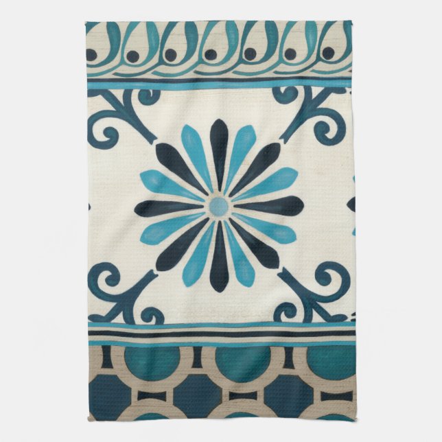 Non-Embellished Indigo Frieze II Kitchen Towel (Vertical)