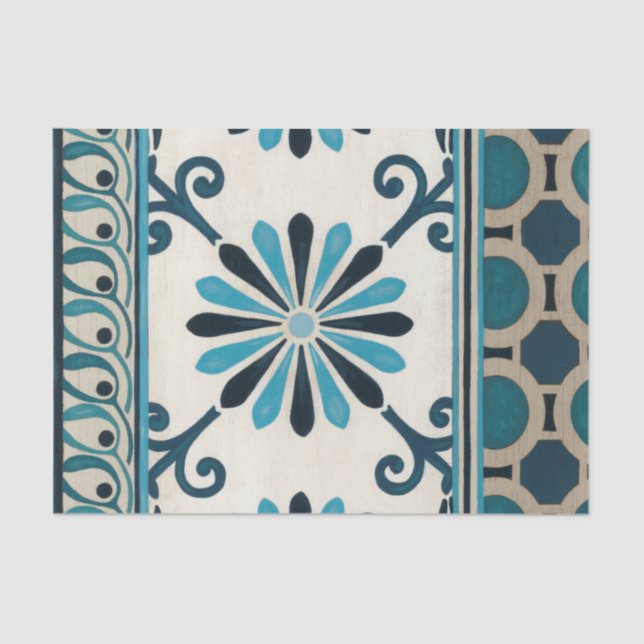 Non-Embellished Indigo Frieze II Tissue Paper (Front)