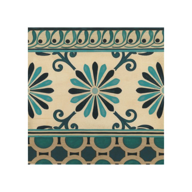 Non-Embellished Indigo Frieze II Wood Wall Art (Front)