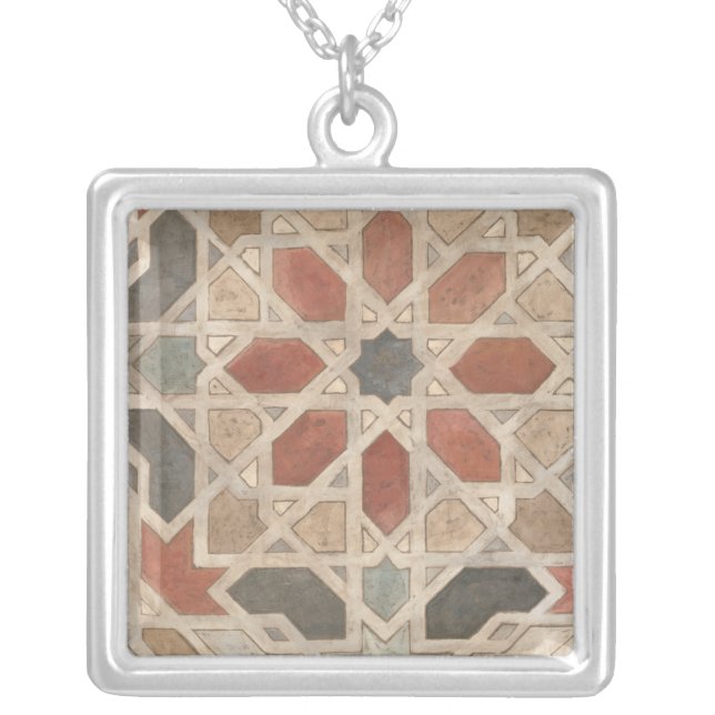 Non-Embellished Marrakesh Design II Silver Plated Necklace (Front)
