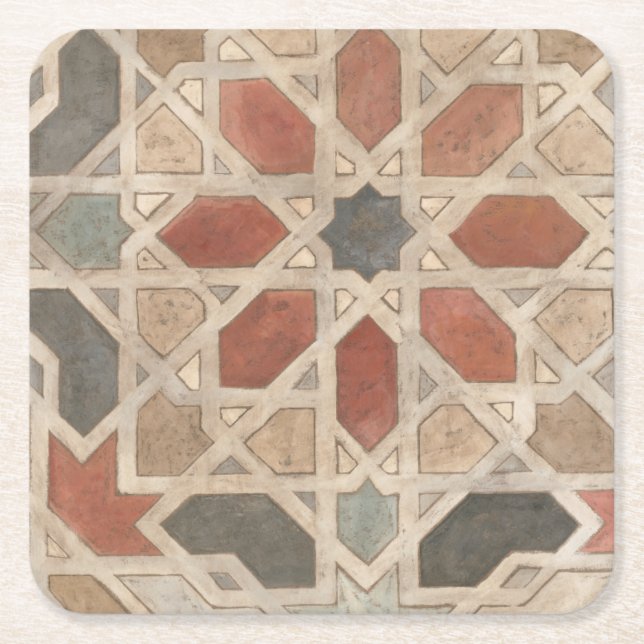 Non-Embellished Marrakesh Design II Square Paper Coaster (Front)