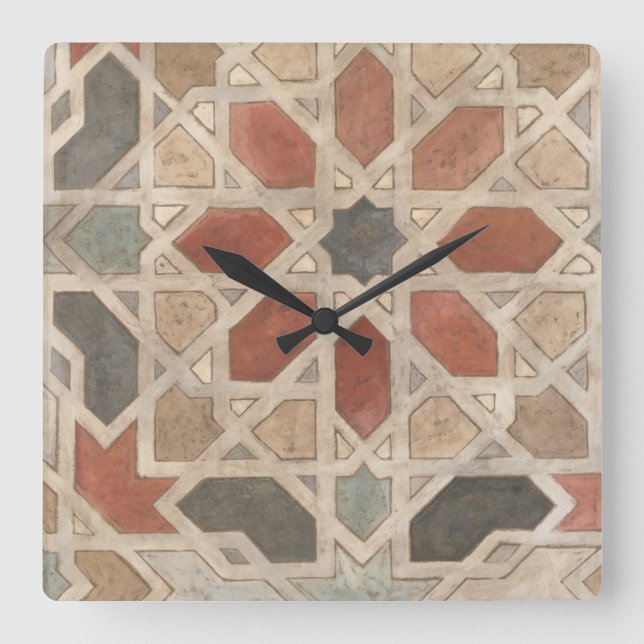 Non-Embellished Marrakesh Design II Square Wall Clock (Front)