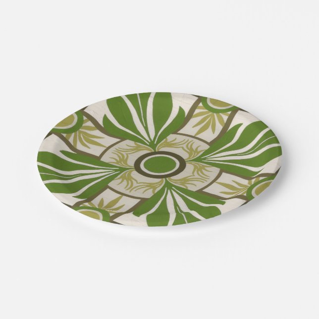 Non-Embellished Palm Motif I Paper Plates (Angled)