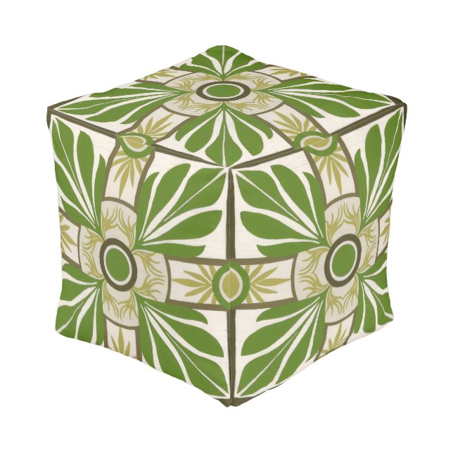 Non-Embellished Palm Motif I Pouf (Angled Front)