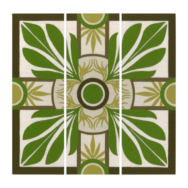 Non-Embellished Palm Motif I Triptych (Front)