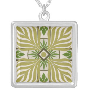 Non-Embellished Palm Motif II Silver Plated Necklace