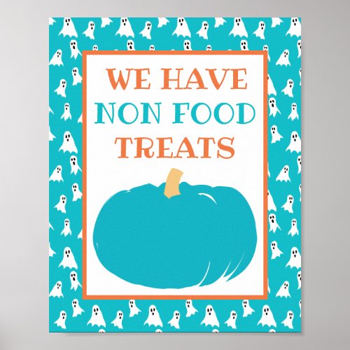 Non Food Treats Teal Pumpkin Halloween Allergy Poster