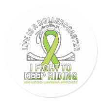 Non hodgkin lymphoma cancer awareness lime ribbon classic round sticker