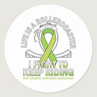Non hodgkin lymphoma cancer awareness lime ribbon classic round sticker