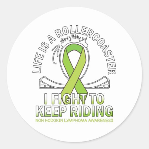 Non hodgkin lymphoma cancer awareness lime ribbon classic round sticker