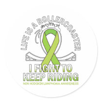 Non hodgkin lymphoma cancer awareness lime ribbon classic round sticker